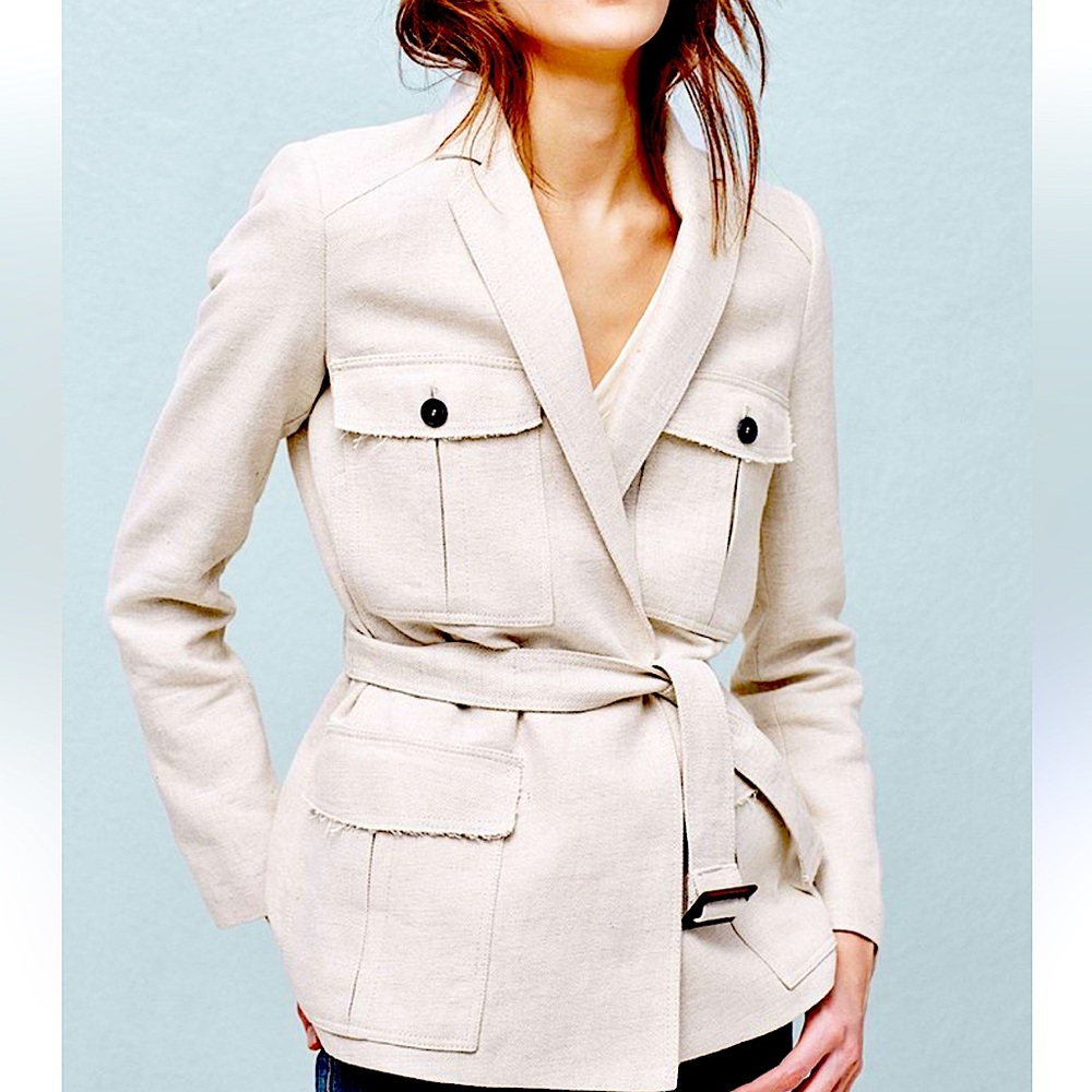 Mango Linen Belted Blazer XS